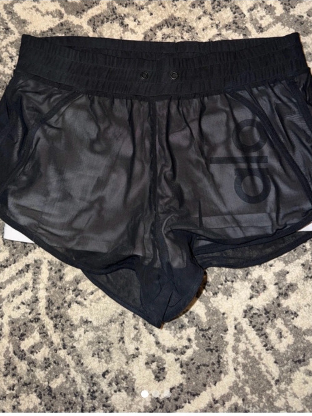 ALO Yoga Women's Black Sheer Mesh Running Shorts